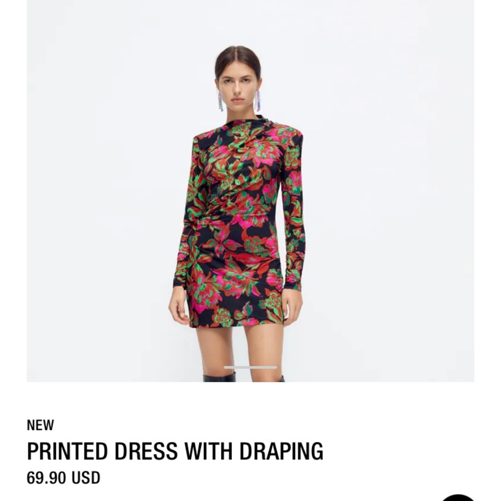Zara printed dress with draping